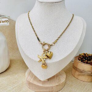 Golden Necklace Summer Women Close Open‎